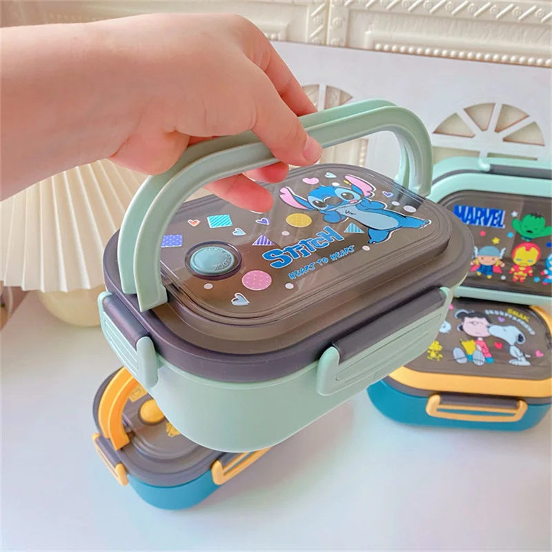 Stitch Portable Bento Box Cartoon Handheld Lunch Box Lilo Stitch Large Capacity Storage Sealed Food Preservation Box Kid Gift