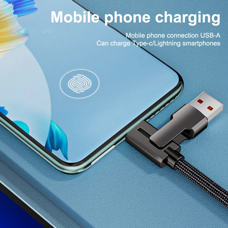 Four-in-one Data Cable Suitable For Iphone, Type-c, Usb, Huawei, Xiaomi 100w Power Car Charger Anti-tangle File Transfer