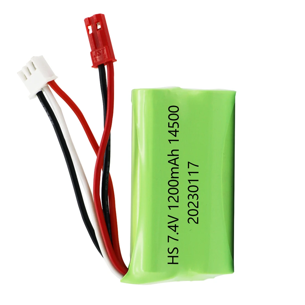 7.4 فولت 1200mAh 14500 JST التوصيل بطارية ليثيوم أيون للألعاب الكهربائية المياه رصاصة بندقية اللعب ملحق 7.4 فولت بطارية للمركبات RC اللعب