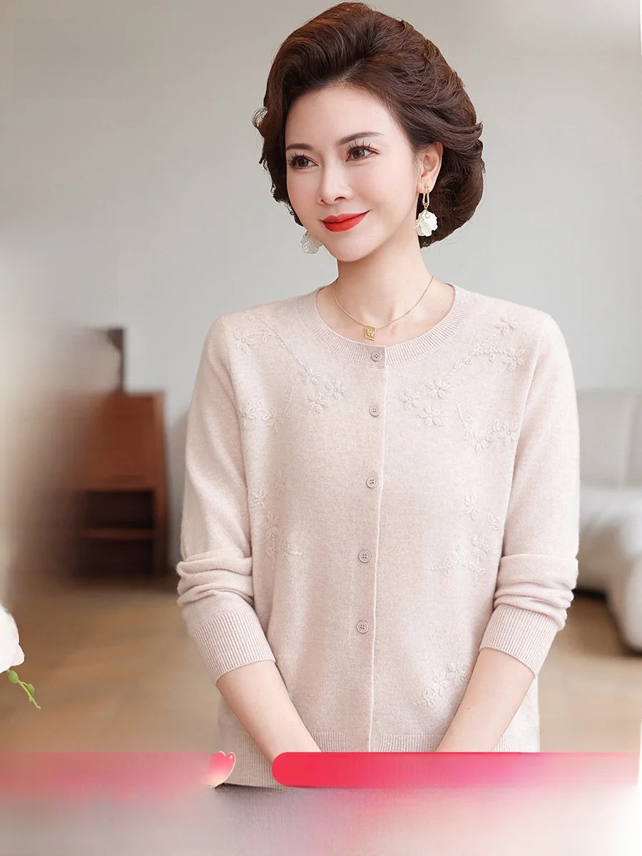 

Snow mid Winter 00 Wool Knitted Open Cardigan Women's Outerwear Mommy Sle Autumn Winter Ele Agel Sweater Jaet