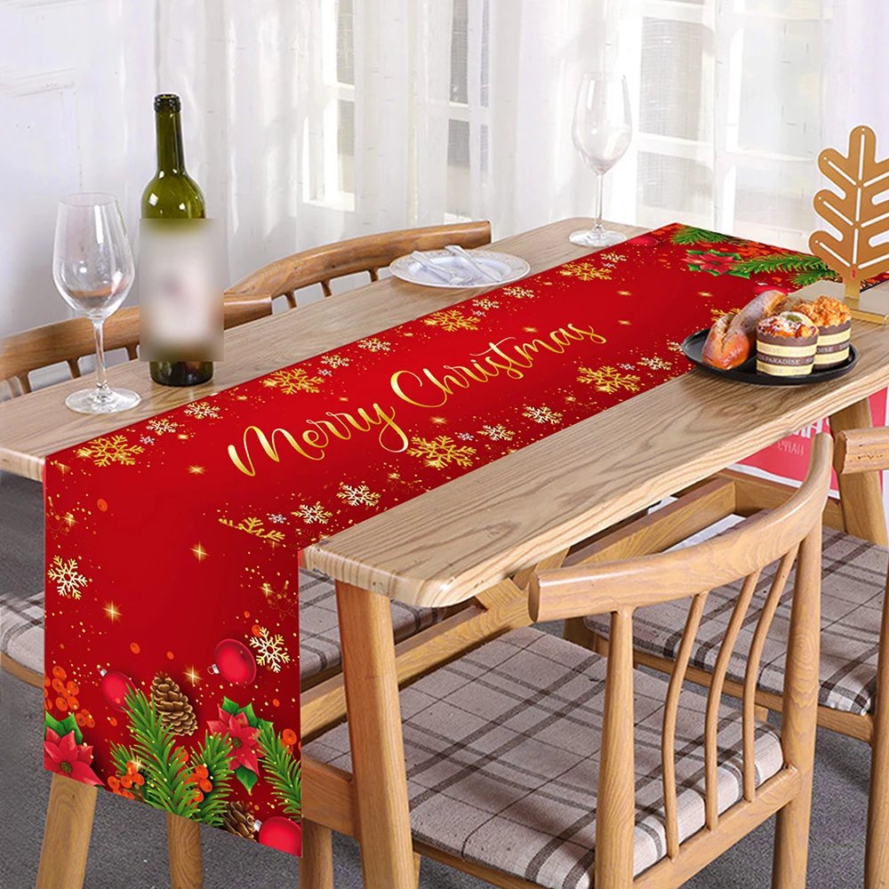 Merry Christmas Tablecloth Polyester Rectangular Snowflake Tablecloths For New Year Dinner Table Cloth Cover Home Decorations