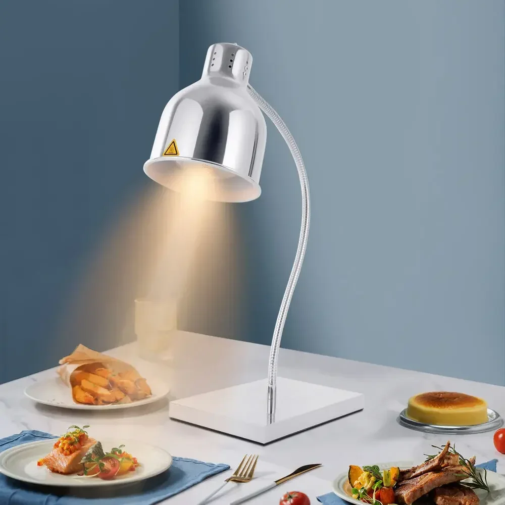 

Food Heat Lamp 250W – 360° Rotating Silver Warming Light for Buffets, Restaurants & Catering