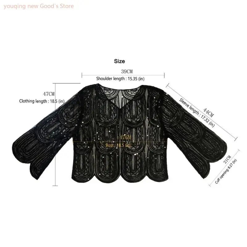 

49ME Beadwork Shawl Wedding Party for Costume for Party Masquerade Sparkling Shawls and Wrap for Evening Party