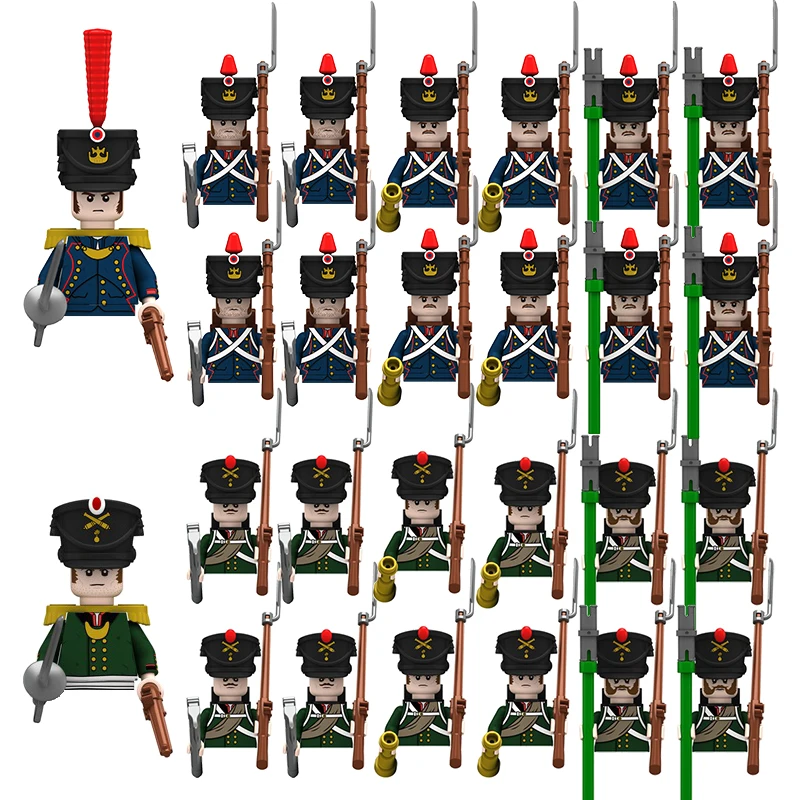 Napoleonic Wars Military Soldiers Building Blocks WW2 Mini Action Figures Russian French British Fusilier Weapons Toys For Kids