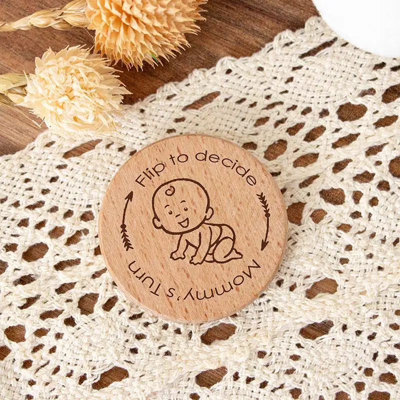 Creative Wooden Baby Learning Coins Flip To Decide Essential Sensory Play For New Parents Decision-making Ideal For New Parent