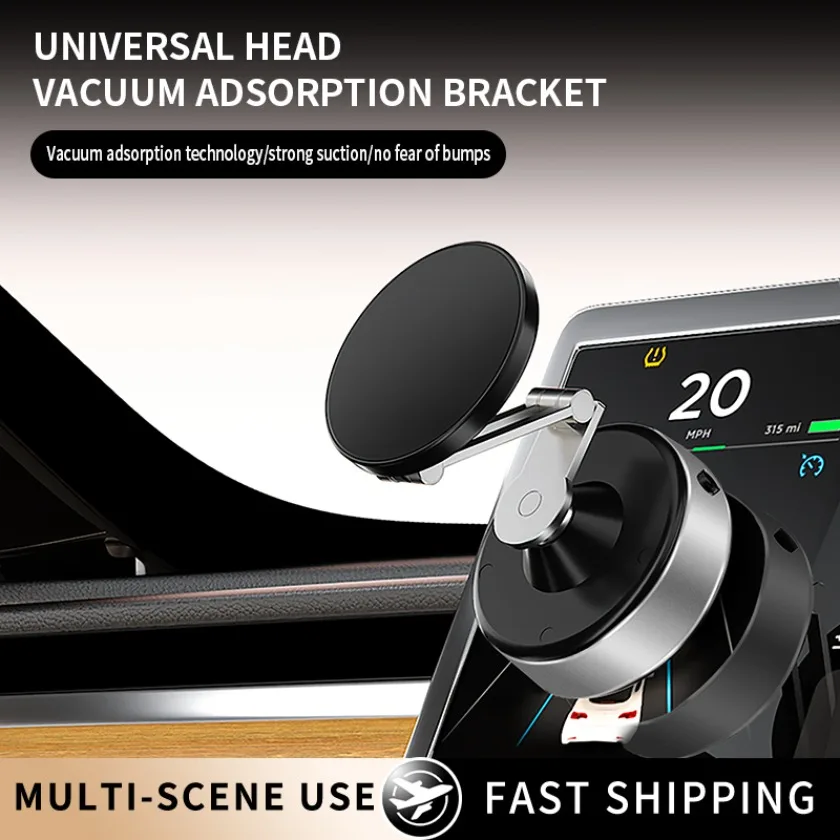 

360° Rotation Vacuum Suction Magnetic Wireless Charger Car Phone Holder Magnetic Suction Phone Bracket for Magsafe iPhone 17 16