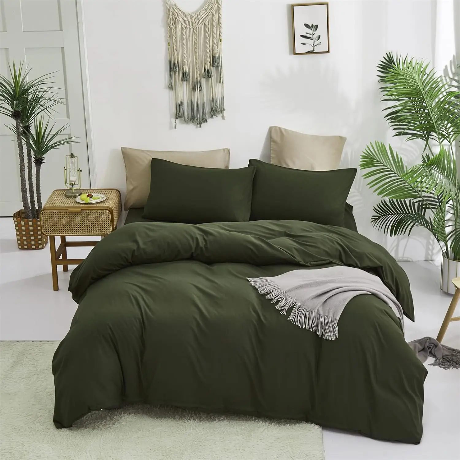 Army Green Comforter Set King  Bedding  Olive Blanket Quilts Minimalist Army Bedding Set Soft Breathable