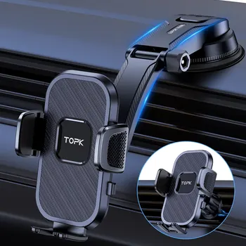 TOPK 차량용 휴대폰 홀더 중력 스탠드, 아이폰, 샤오미, 삼성용, 모바일 지원, 대시 보드, 앞 유리, 에어 벤트, 휴대폰 마운트