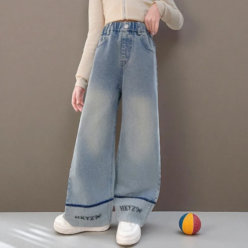 Dziecięce Dziewczęce Jeansy Spodnie Dziewczęce Strój Powrót do Szkoły Nastolatki Streetwear Dziewczęce Spodnie Jeansowe Ubrania dla Dzieci Maluchów 8 12 13 Lat