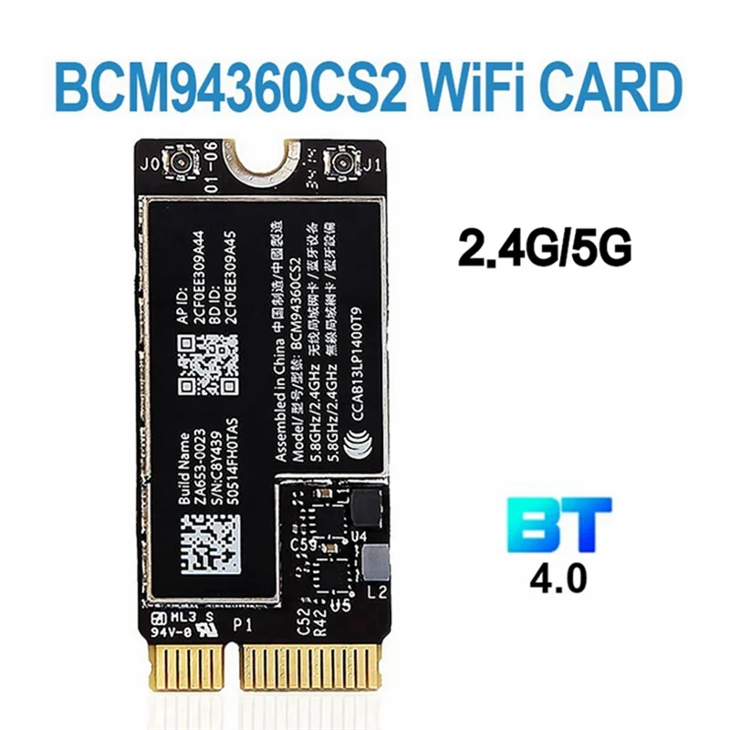 BCM94360CS2 Dual Band Wifi Card + NGFF M.2 Key A/E Adapter Card WIFI BT 4.0 802.11Ac Card for 11Inch A1465 13Inch A1466