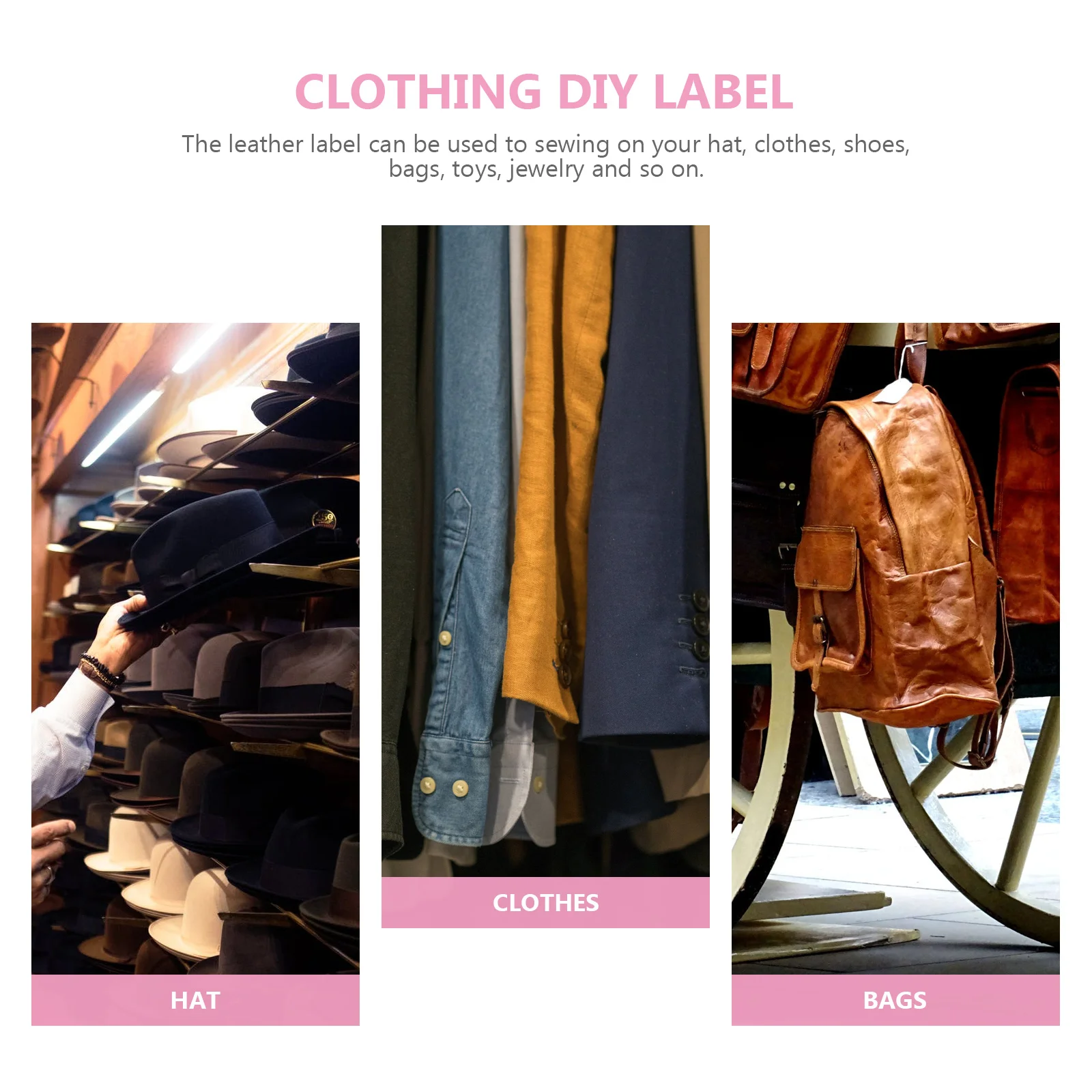 

100pcs Blank Labels Fashion Synthetic DIY Clothes Tags for Wallet Purse Bag Clothing Embossed PU H made Craft