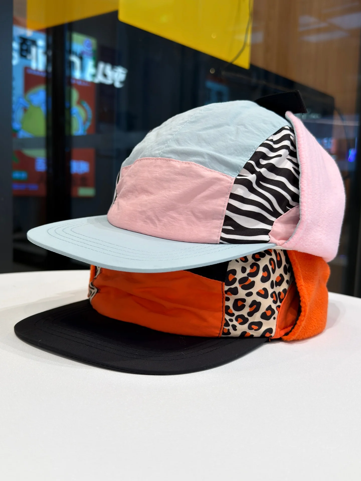 korean-style-leopard-print-color-block-warm-lei-feng-cap-unisex-autumn-winter-outdoor-cycling-windproof-cold-proof-ear-protec