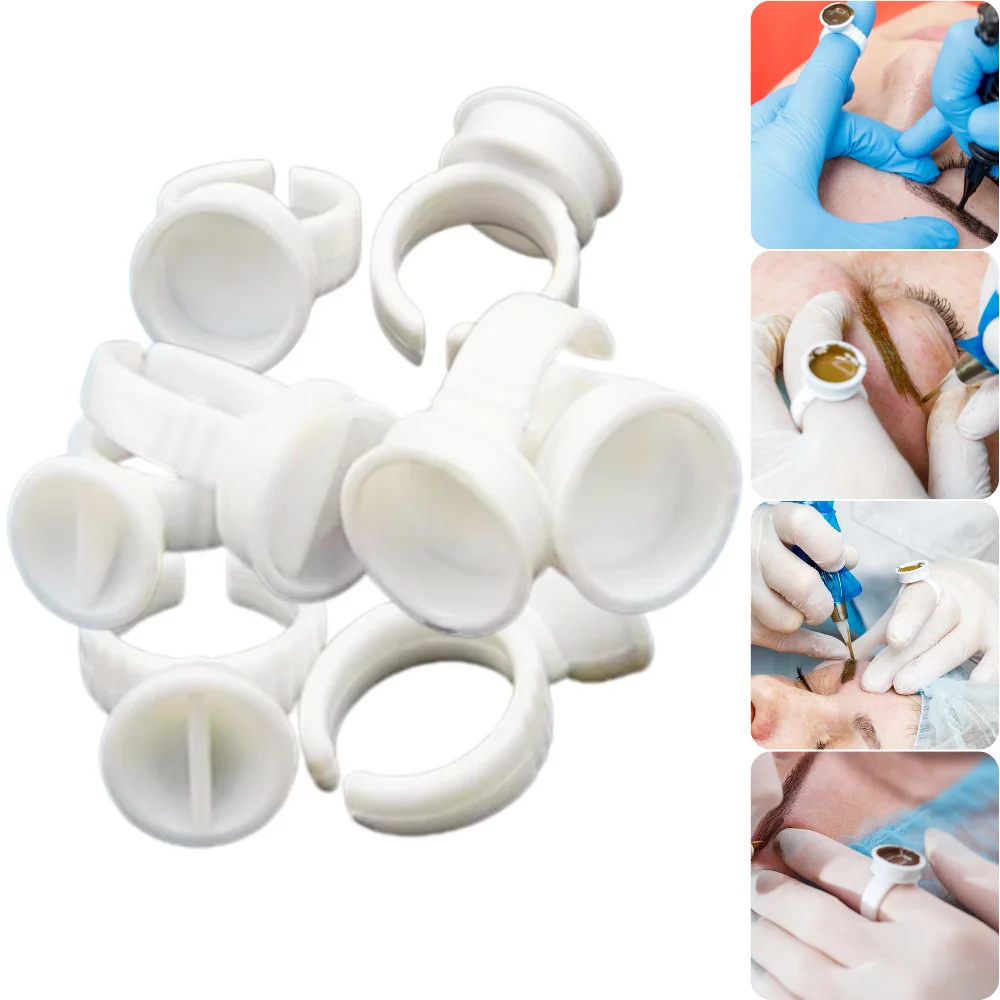 100pcs Disposable Plastic Tattoo Ink Pigment Ring Cups for Microblading Permanent Makeup Artists Plastic Tattoo Cups