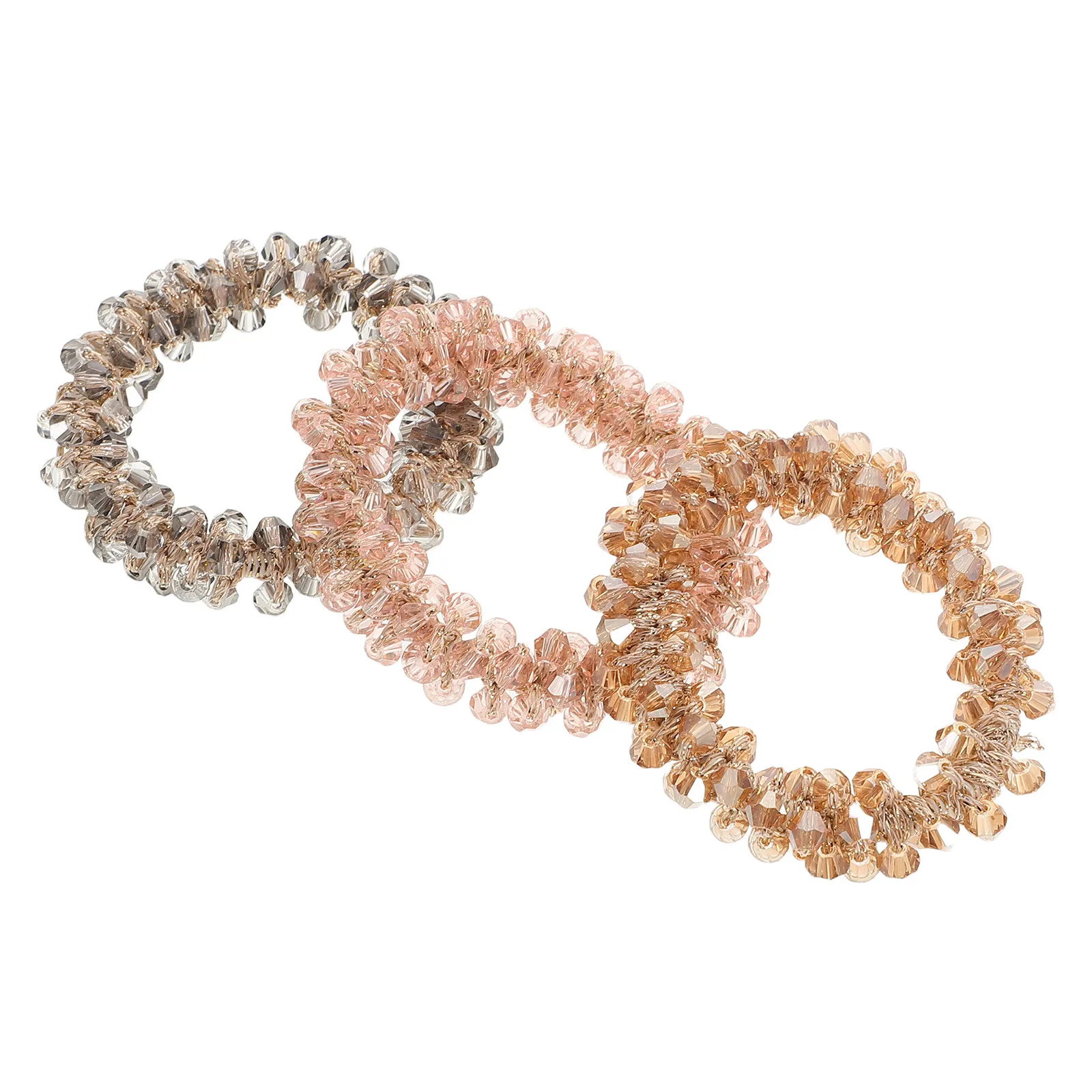 

3Pcs Crystal Hair Ties Rhinestone Ponytail Holders Elegant Elastic Ponytail Bracelets Sparkly Hair Accessories for Women