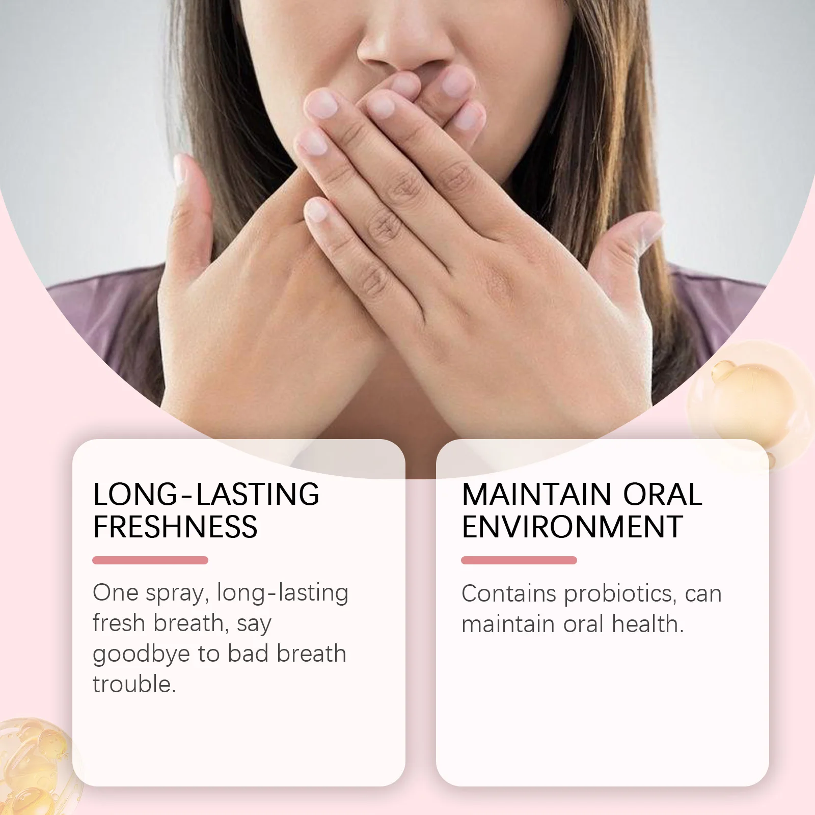 Probiotic Breath Freshener Spray Peach Mint Flavor Remove Oral Odor Instant Refreshing Mouth Adult Travel-Sized Oral Fresh Spray