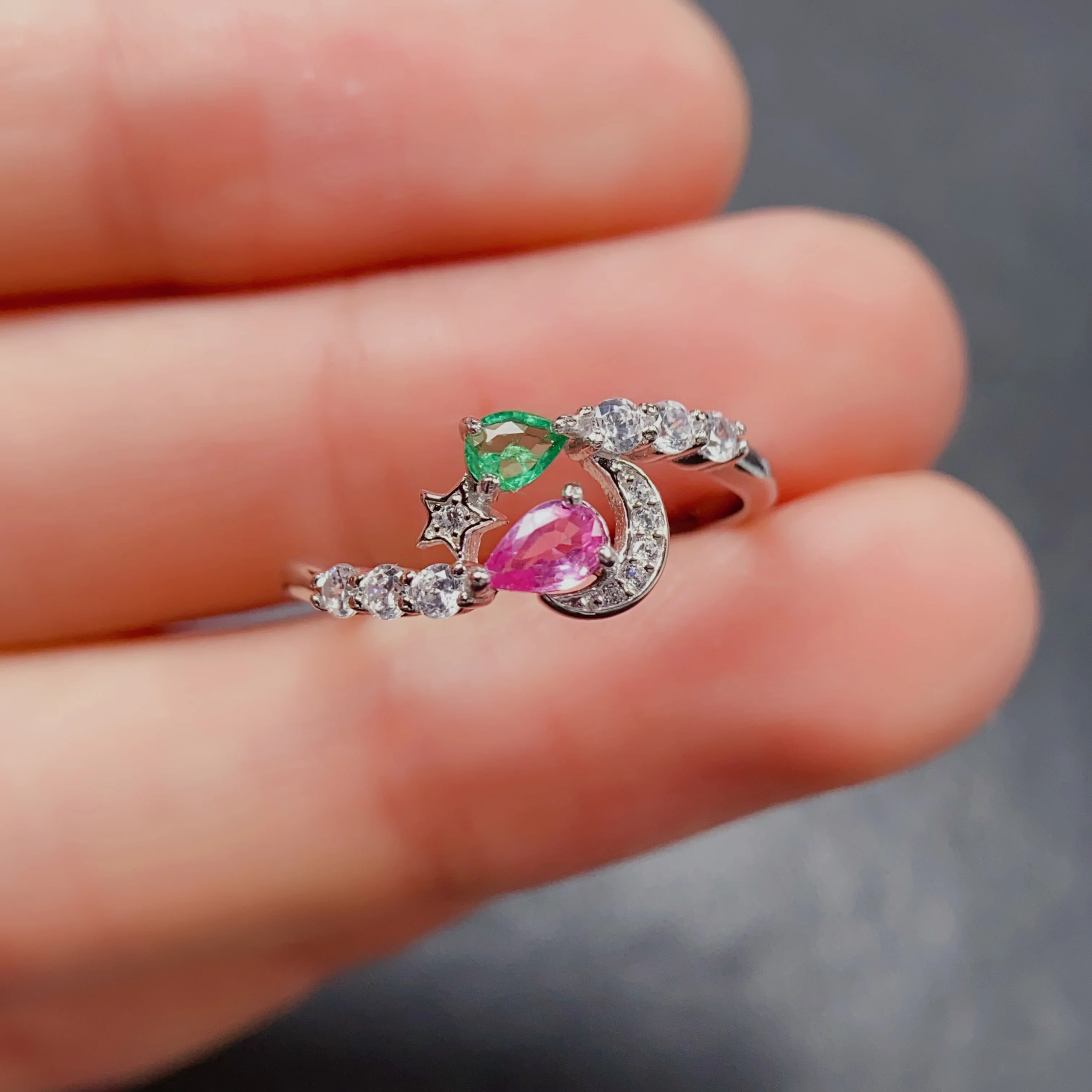 3*5mm Natural Emerald Sapphire Ring S925 Sterling Silver Certificate Design Fine Fashion Charm Weddings Jewelry for Women FS