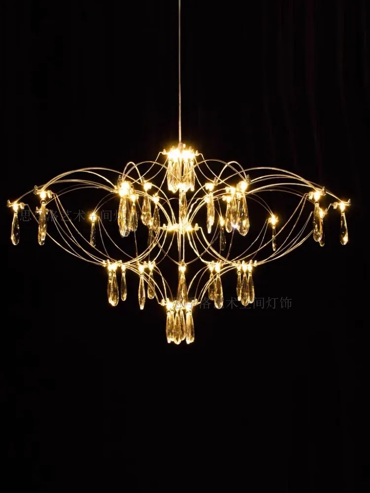 Italian stainless steel crystal living room pendant lamp villa restaurant designer's style Mantianxing Fireflies Chandelier