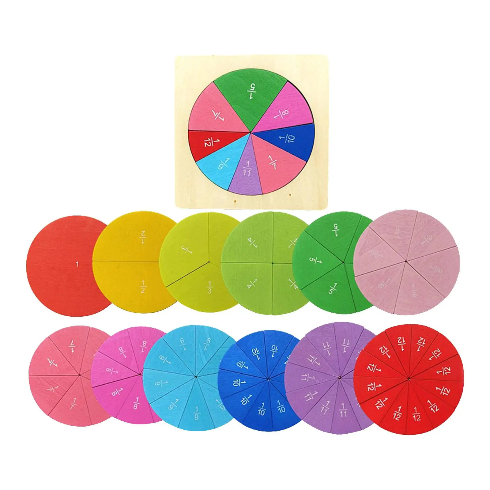 Montessori Math Learning Material New Year Gifts Education Fraction Circles Math Teaching Tools for Boys Kids Children Age 5~12