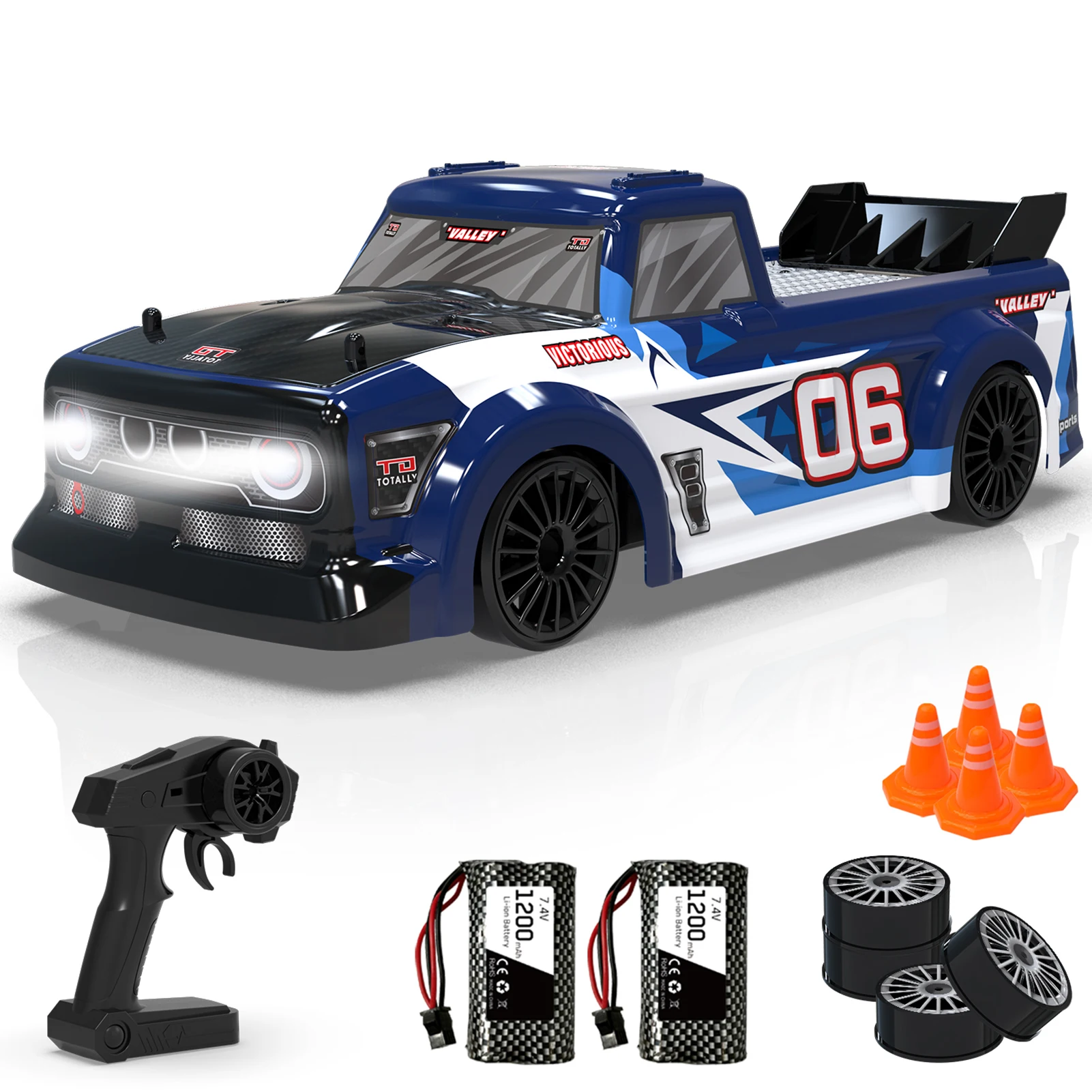 RC Drift Car 1/14 RC Car 2.4GHz 4WD 25km/h RC Race Car High Speed Kids Gift RTR with 2 Battery