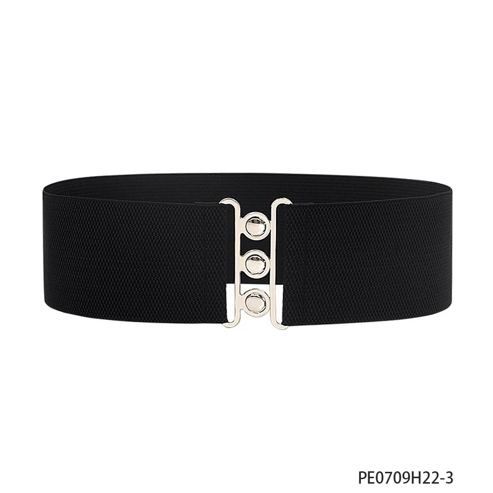 PESENAR Cintura larga elastica nera stile anni '50 con fibbia in metallo per accessorio per feste in costume vintage retrò