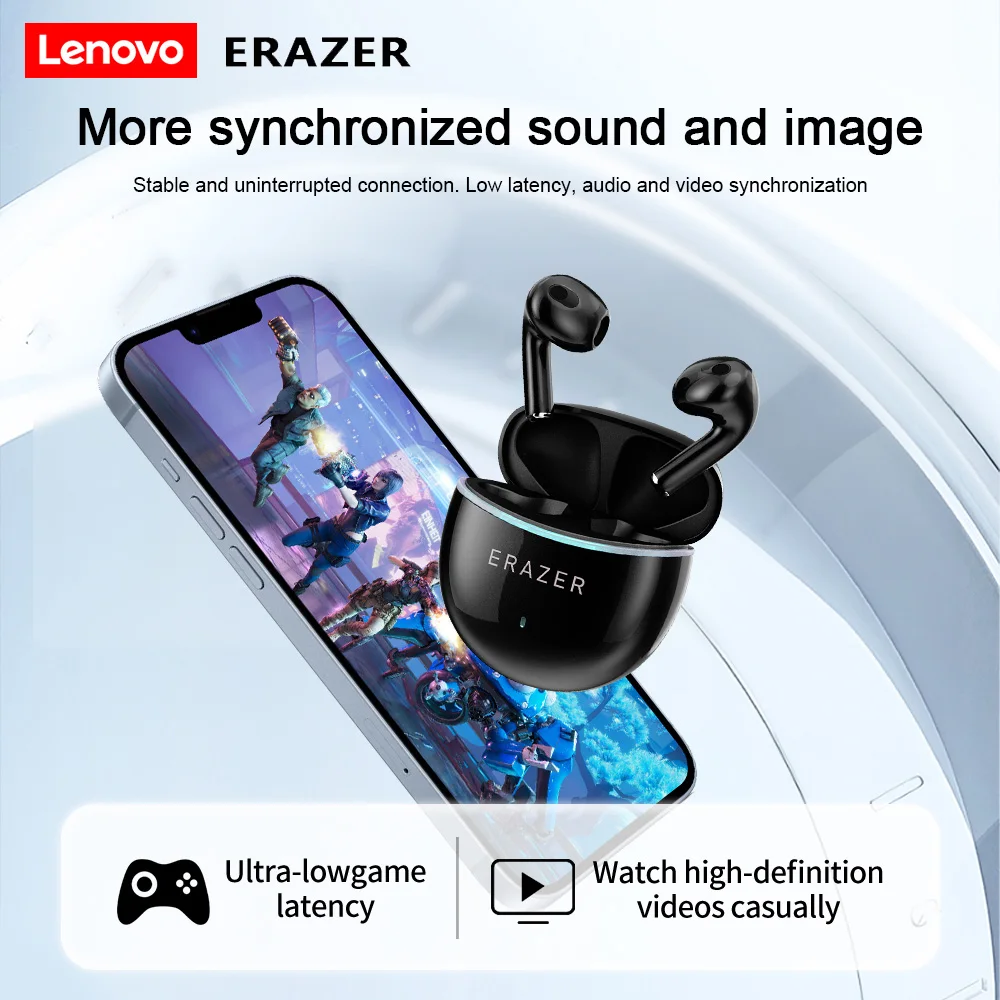 

Lenovo ERAZER HT68 Wireless in Ear Headphone 300mAh Battery Bluetooth 5.4 Earphones with Environmental HD Call Noise Reduction