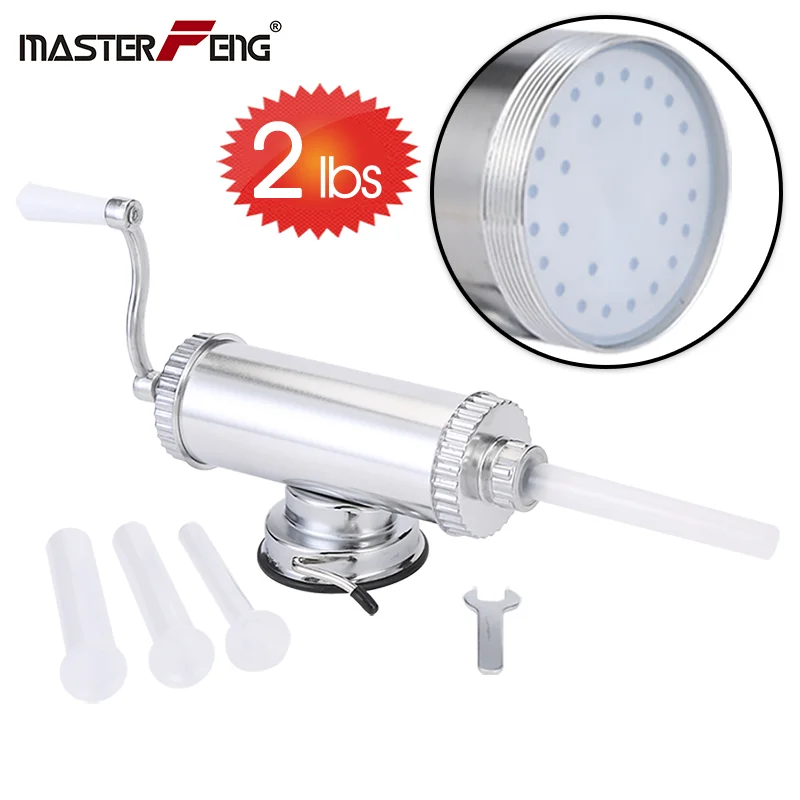 

MASTER FENG Stainless Steel Sausage Maker with Suction Base & 3 Filling Nozzles