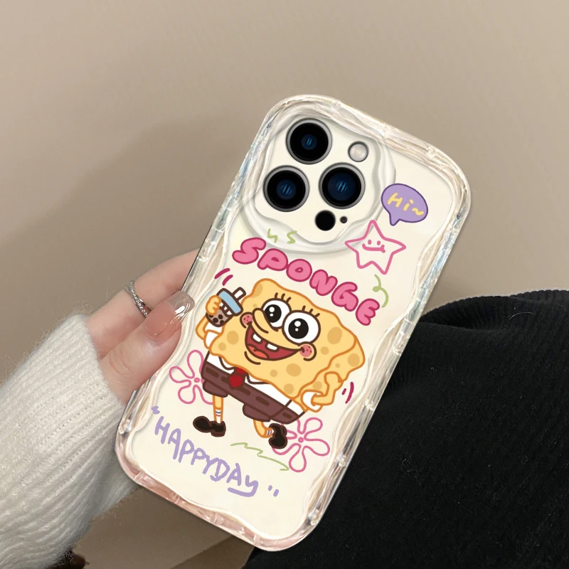 S-Bob Sponge Cartoon Cute For iPhone 15 14 13 12 11 XS X XR 8 7 6 6S Pro Max Plus Mini Wave Oil Phone Case Soft