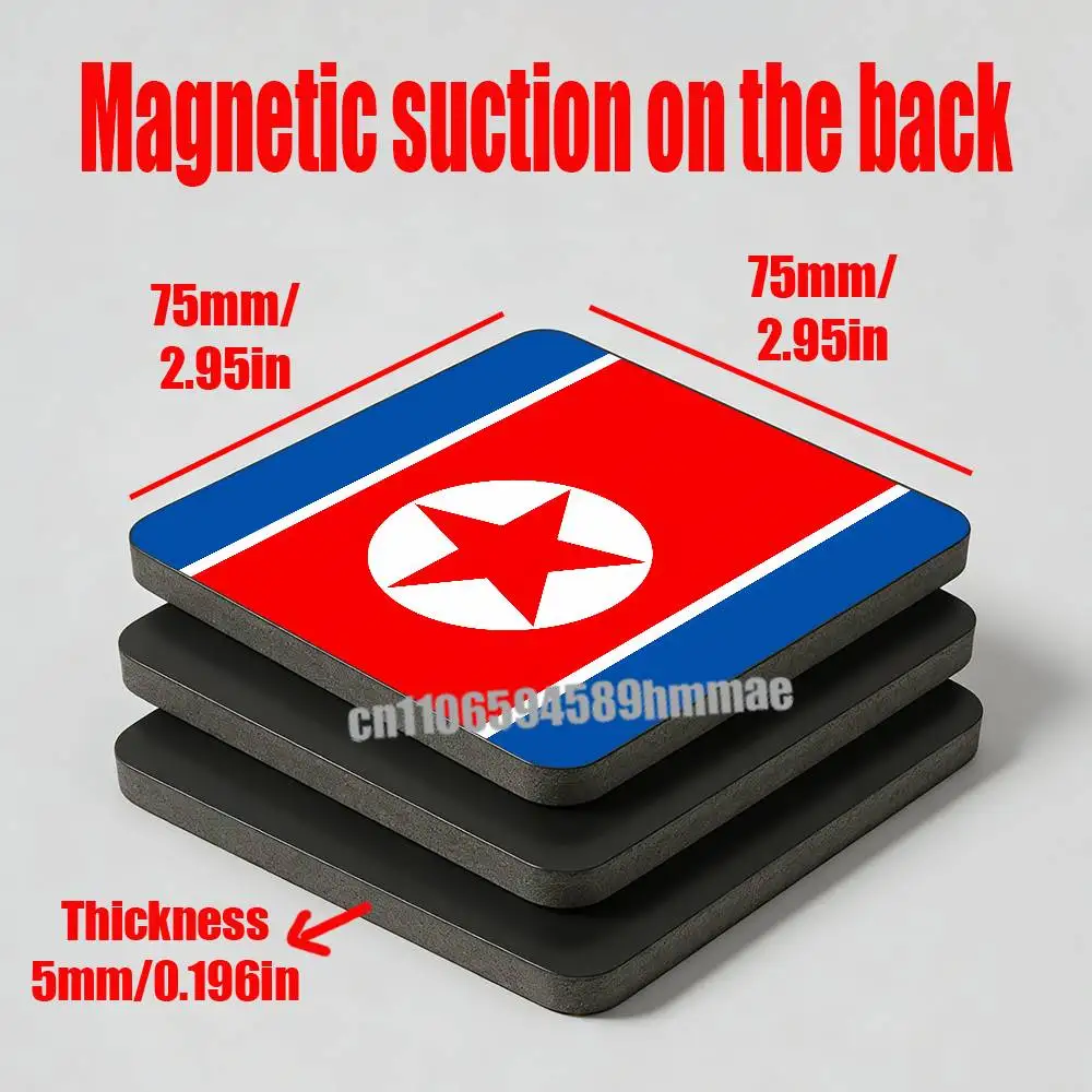 

For North Korea Flag Fridge Freezer Refrigerator Magnets Kitchen Metal Cabinet Magnetic Sticker Suction Attraction Card