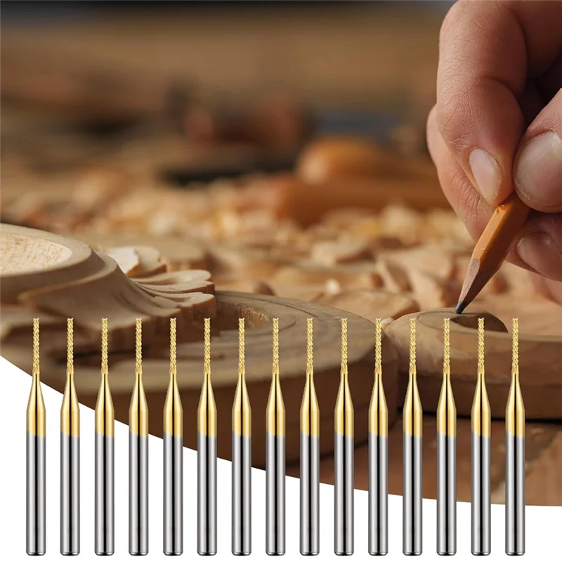 

High Quality-20 Pcs 1/8 Inch 1Mm End Mill Bits Titanium Coat Carbide Engraving Milling Cutter CNC Router Bits For PCB Machine,20