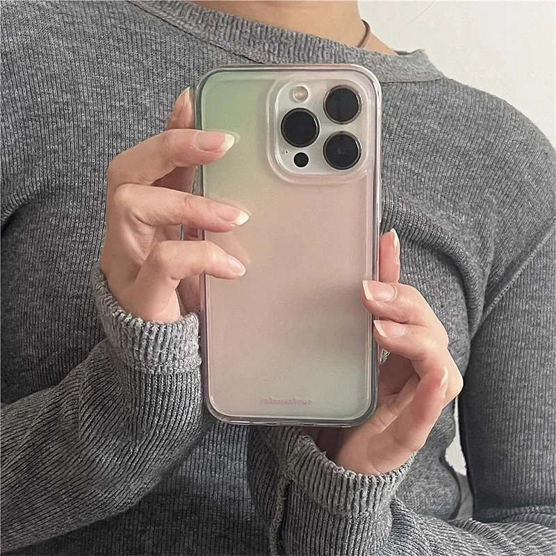 White Light Advanced Green Powder Gradient IMD Phone Case For iPhone 17 AIR 16 15 14 13 12 11 Pro MAX Plus Y2K Shockproof Cover view 3
