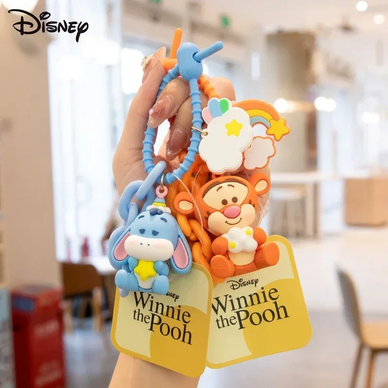 Disney Winnie The Pooh Keychain Action Anime Figures Tigger Eeyore Piglet Pendant Cartoon Car Backpack Ornaments Kids Gifts