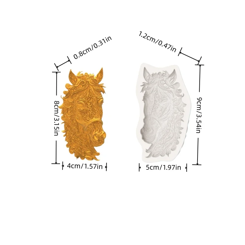 Complex Patterned Horse Head Relief Mold, Pattern Carving Design, Artistic Fondant Chocolate Dessert Making Mold