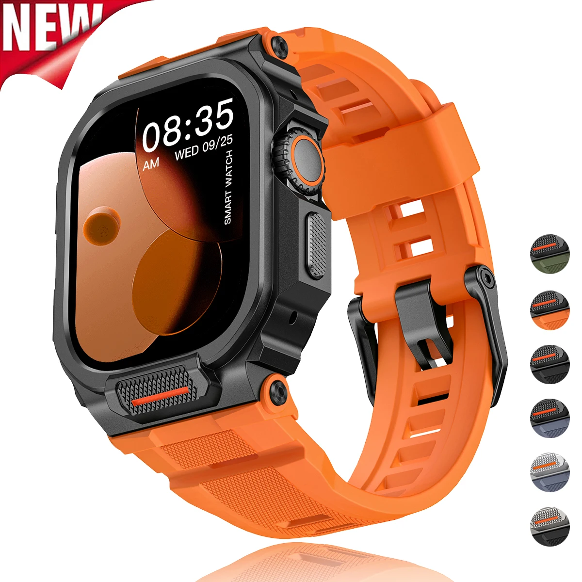 Silicone Band+Zinc Alloy Case for Apple Watch 46mm 49mm Sport Strap with Rugged Hard Metal Covers for iWatch Ultra Series 11 10