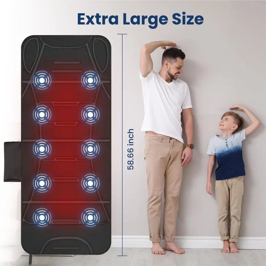 بساط تدليك كامل الجسم بالحرارة، 10 محركات اهتزاز، 4 مناطق تسخين، إيقاف تلقائي لمدة 30 دقيقة، وسادة استرخاء قابلة للطي لـ 3 Adju #5