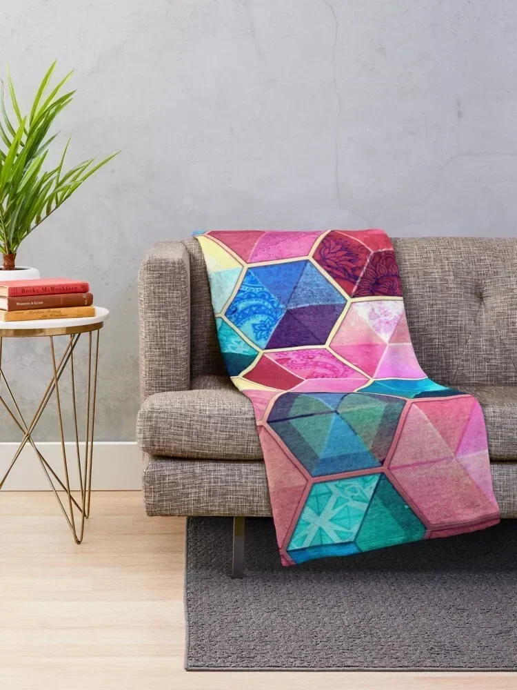 Topaz & Ruby Crystal Honeycomb Cubes Throw Blanket Furrys Extra Large Throw Hairys Blankets