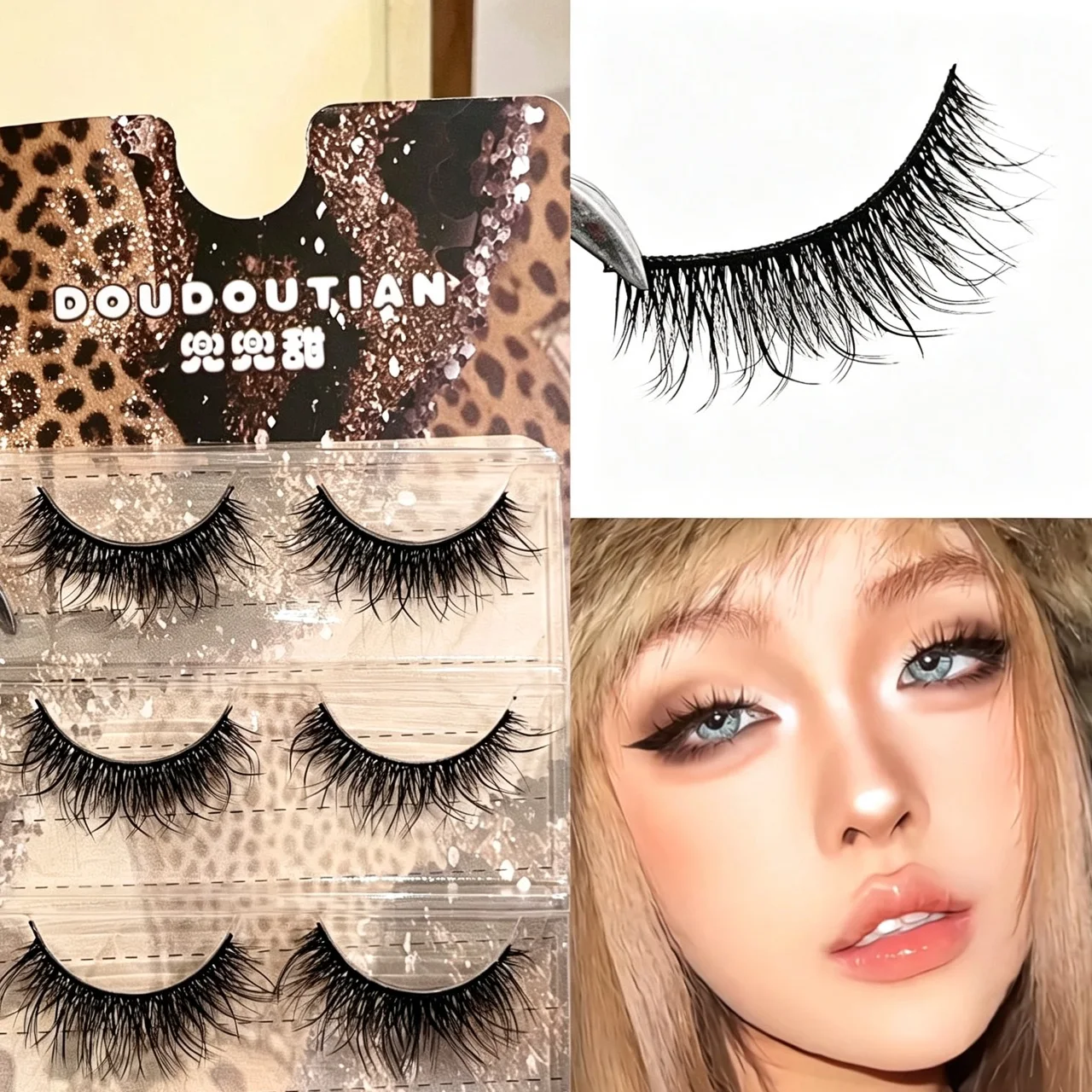 Messy Fluffy Wild Tibetan Style Lash Clusters Spiky Layered Clear Invisible Band Airy Natural Lashes for Cool Girls Daily Look