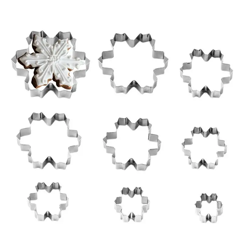 Christmas Cookie Cutter Set Cookies Mold Biscuit Cutter Tool 9X Holiday Cookie Cutters Baking Tools Snowflake Cookie Shaper