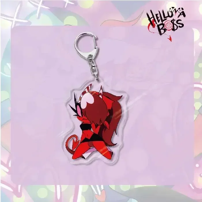 6CM Cartoon Helluva Boss Transparent Key Chains Irregular Moxxie Loona Waterproof Fashion Jewelry Cute Metal Buckle Accessories