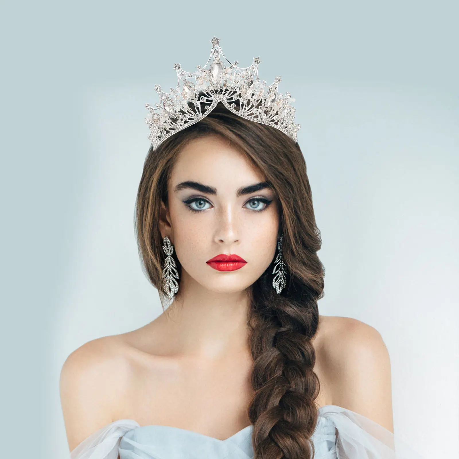 

Chic Rhinestone Alloy Crown Headband for Women Elegant Bridal Wedding Party Prom Birthday Pageant Photography Prop Tiaras