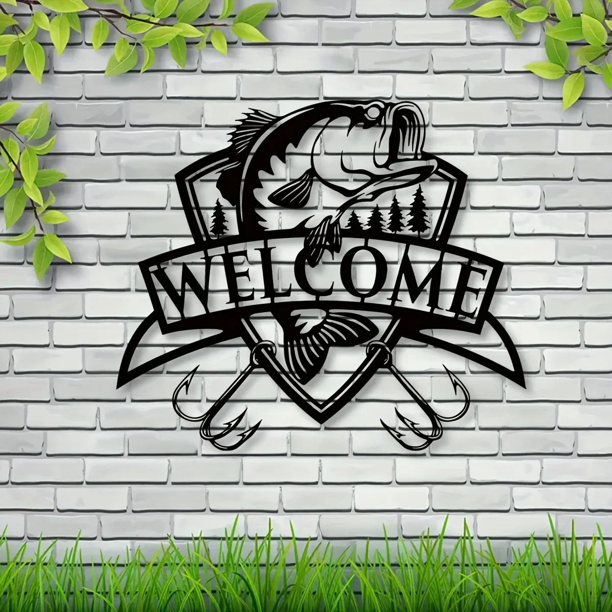 Fishing Metal Sign, Welcome Sign, Bass Fishing Metal, Fish Metal Sign, Bass Fishing Art, Fisherman Gift,Iron Art,Wall decoration