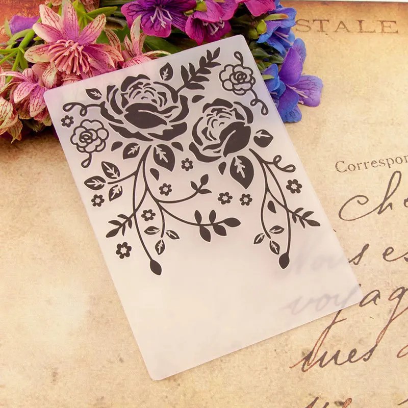 3D Rose Embossing  Folders Flower DIY Plastic Embossed  Files for Card Making  Template Scrapbooking Background Decoration Craft