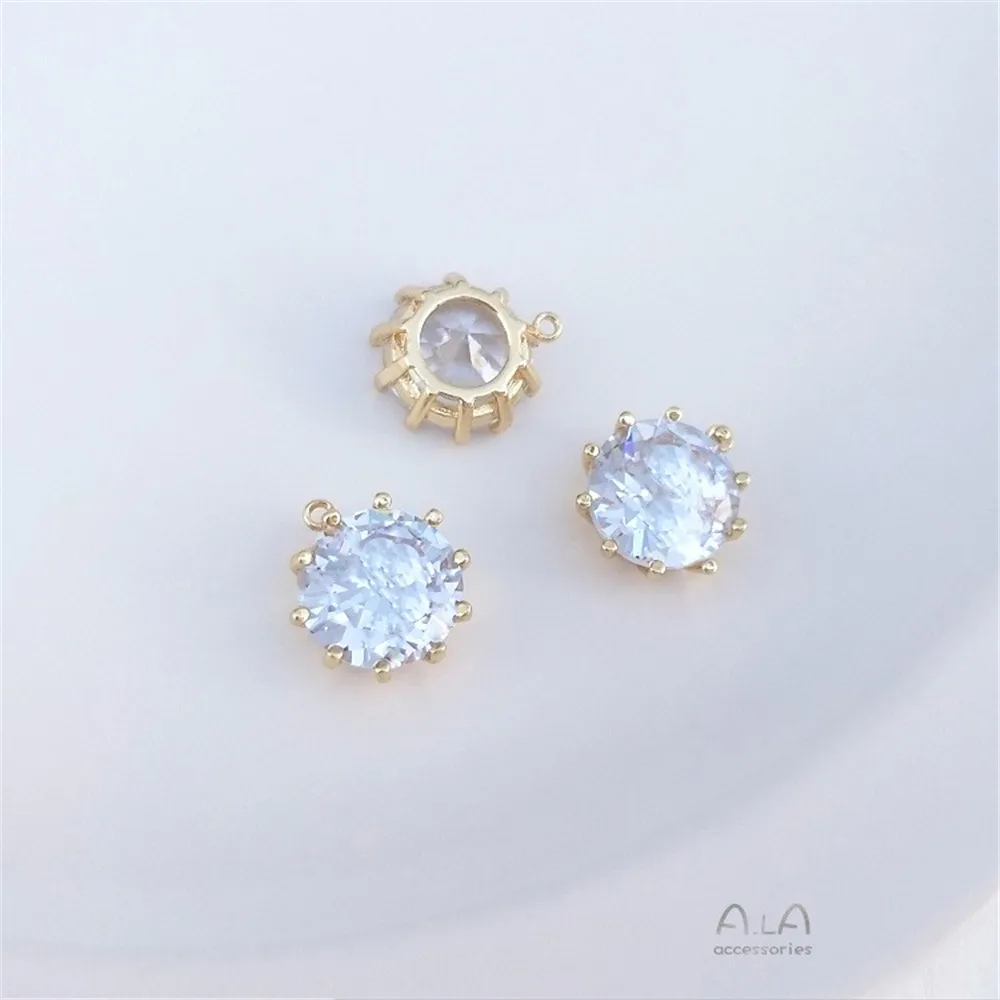 

Glitter Zircon Pendant 14K Gold Color 11mm Single Large Zircon Pendant Handmade Diy Jewelry Earrings Bracelet Pendant