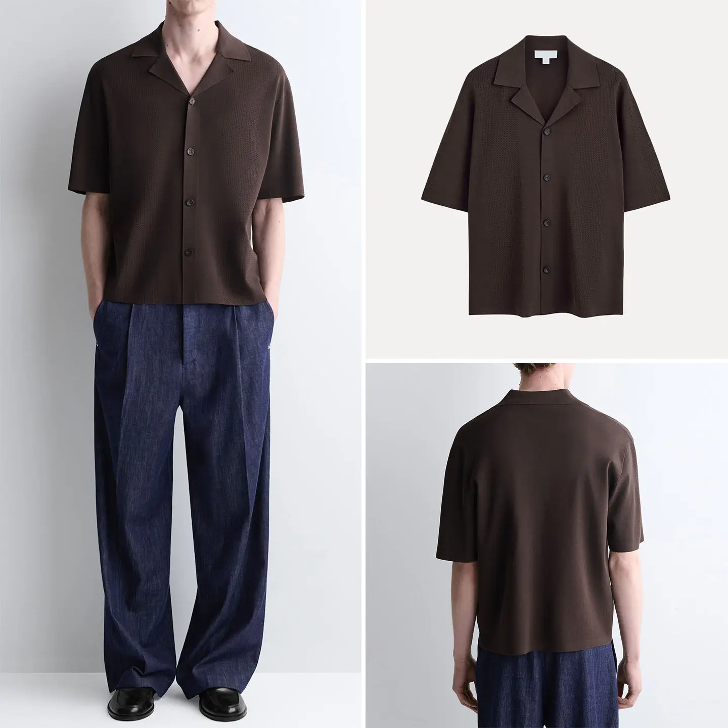 

Casual Fit Cuban Collar Knitted Short Sleeve Men's Shirt Breathable Skin-Friendly Summer Fashion Loose Style ZADATA Brand