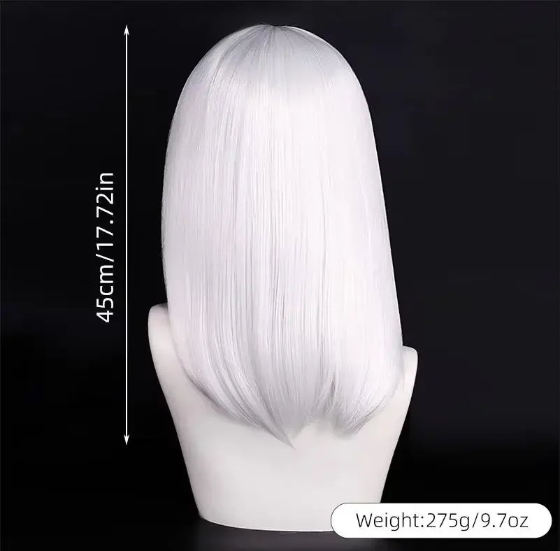 QQXCAIW High Quality 40cm Medium Cosplay Wig With Bang Black Blond Pink Red Blue Purple Heat Resistant Synthetic Hair Wigs image 3