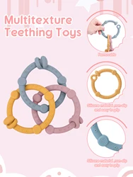 3pcs Silicone Baby Teether Health Care Molar Toy Food Grade Toddler Nursing Teething Ring Chewing Toys Baby Accessories
