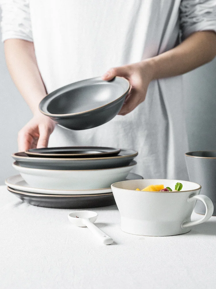 Japanese Style Tableware Modern Minimalist Nordic Light Luxury Housewarming High-End Bowl and Plate Combination