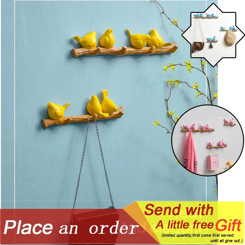 

Simple Suspension 3D Bird Resin Hook Decor Clothing Store Living Room Bathroom Creative Nordic Wall DIY Decoration Coat Rack