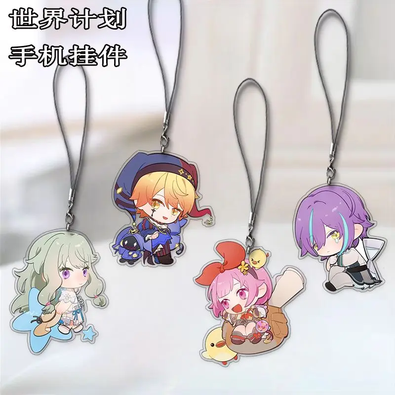 4PCS Anime Project Sekai Colorful Stage Nightcord at 25:00 Cosplay Backpack Ornament Pendant Birthday Lolita Gifts Boys Girls