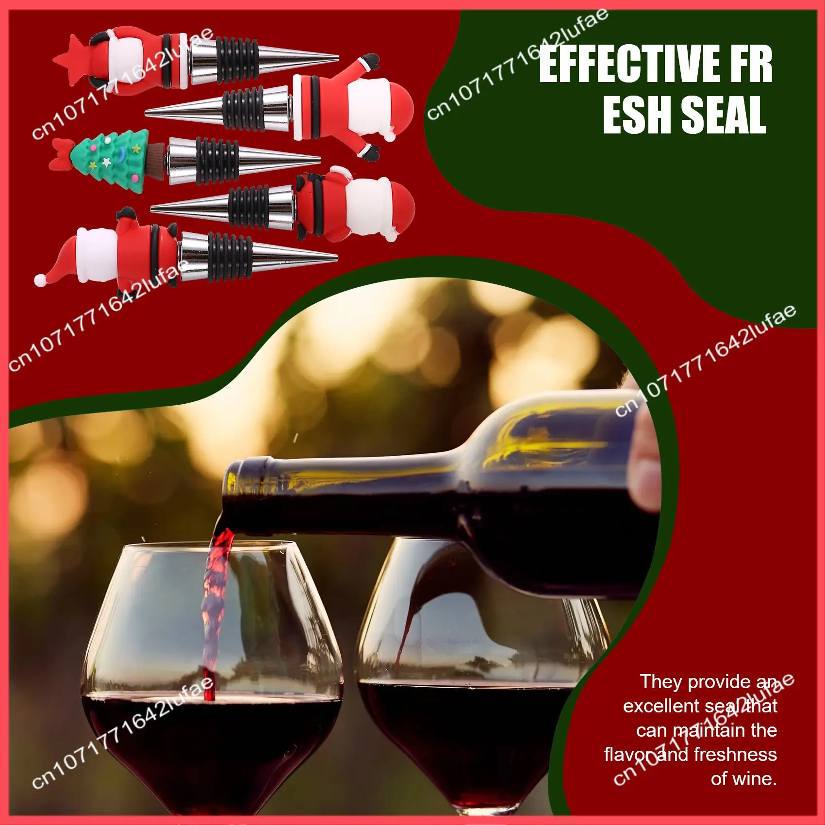 

B52C 5 шт. пробка для бутылки вина, пробка для вина, рождественская декоративная пробка для вина, многоразовые пробки для бутылок с напитками