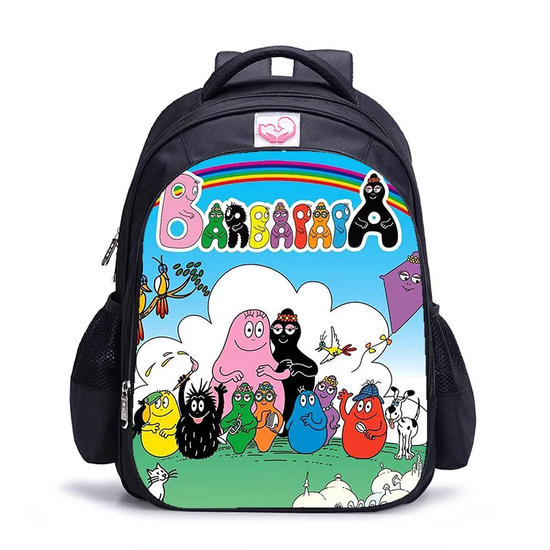 Imagem -02 - Polegada dos Desenhos Animados Barbapapa Mochila Crianças Meninos Meninas Bolsas de Ombro da Escola Bolsas Diários Adolescente Estudante Faculdade 16